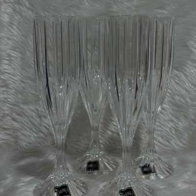 4 crystal champagne flutes