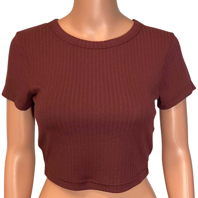 Rhythm Womens  Size 6 / XS Short Sleeve crop top Maroon 