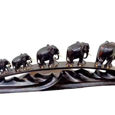 Carved Ebony Wood Elephant Bridge 
