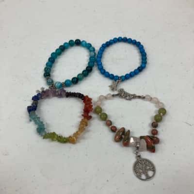 Women’s Blue/Green/Multicoloured Stone Bracelets Set Of 4 