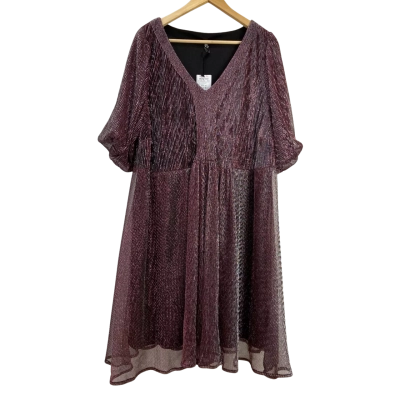 Brand New - Taking Shape - Womens Flossy Shimmer Mesh Tunic - Size 22 - Rose Metallic (RRP $169.99)