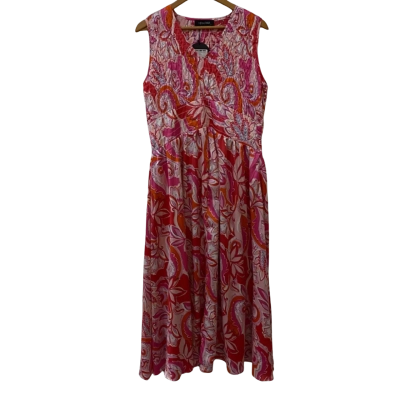 Serafina Womens  Size L Maxi Dress Pattern/Orange/ Pink  