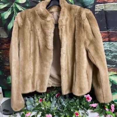 Womens Vintage Otex faux fur Size 14 Beige