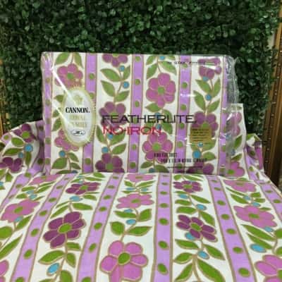 Purple floral Vintage-King size fitted & flat sheet