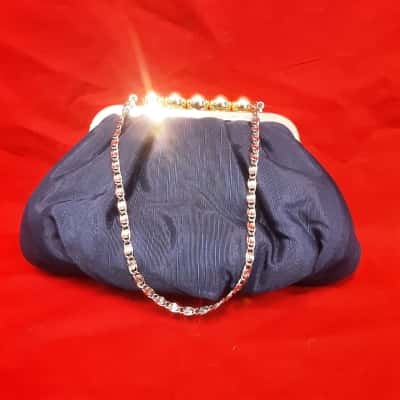 Vintage blue Gold hardware Shilton small evening purse with satin lining