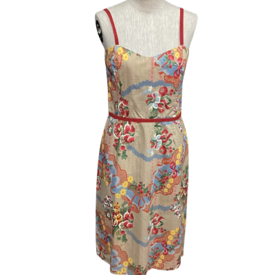  Maiocchi  Size 10 Shoestring Strap Dress Brown / Red 