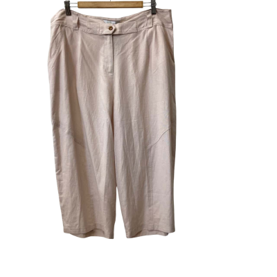 Grace Hill - Women's Linen 3/4 Trousers in Soft Pink Size 16