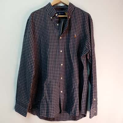 Ralph Lauren Mens  Size XL Business Shirt / Checked Shirt / Long Sleeve Shirt Blue / Grey 