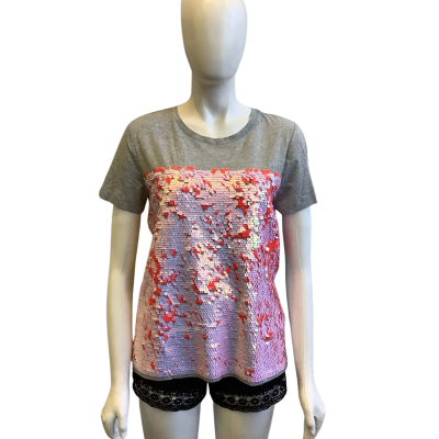 BNWT DKNY Women's Size S Sequin Detail T-shirt Grey