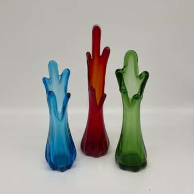 Vintage Hand Swung Glass Vases [S#7]