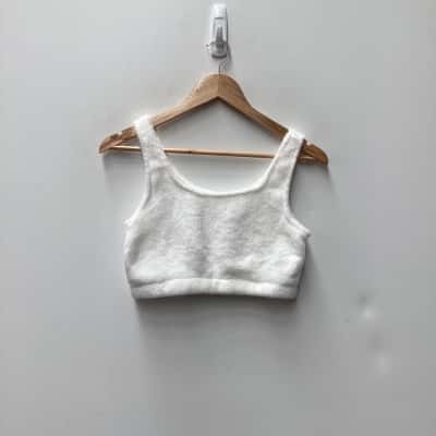  Womens  Size S Bralette White faux fur 