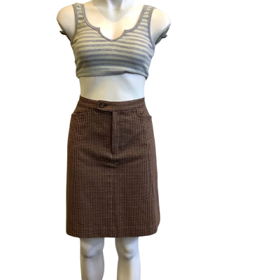 Bossini Ladies Women's Label Size S Midi Skirt Brown Gingham 