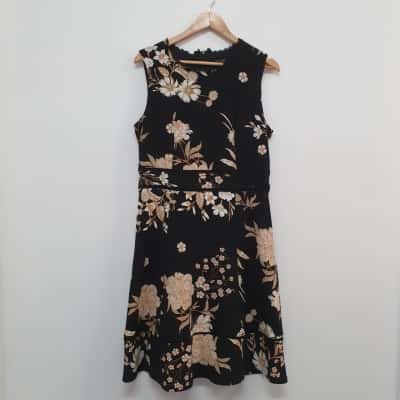 Liz Jordan Women's Size 12 Sleeveless Black Floral Dress - New With Tags