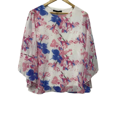 Liz Jordan Womens  Size 10 Short Sleeve Top Blue / Pink  / White 