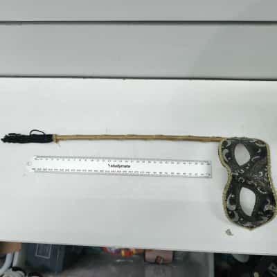 Colombina-style masquerade mask on a stick