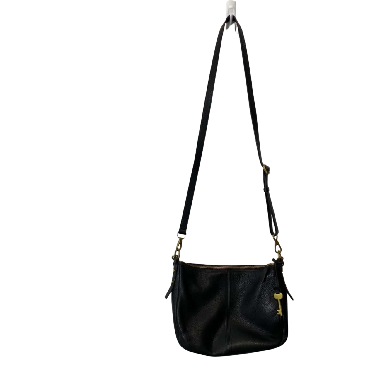 Fossil Womens Cross Body Bag Black w/ Gold Key(s)