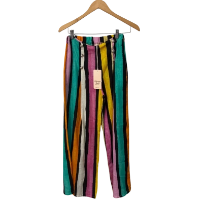 BNWT Wednesday Lulu linen Size M / S Wide Leg Pants Multicoloured 