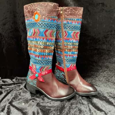 Embroidered Leather Boots Size 38 