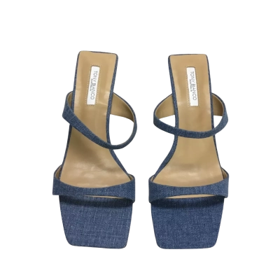 Tony Bianco Size 8.5 Garcia Washed Denim Square-toe Mule Sandals - Brand New