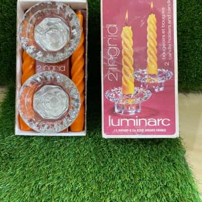 2 Ingrid Luminarc Candle Holders and Candles