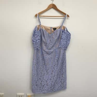 City Chic Blue Powder Lace Whisper Midi Dress Size 18 