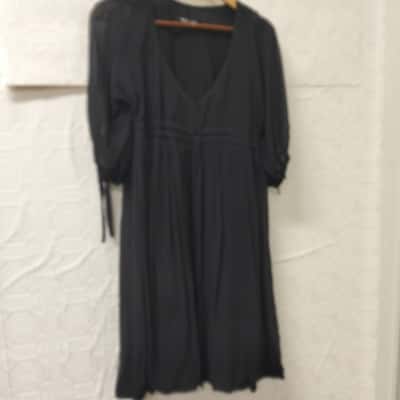 Empire Rose Silk Black Dress VGUC 