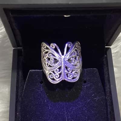  Women's Sterling Silver Butterfly Ring 