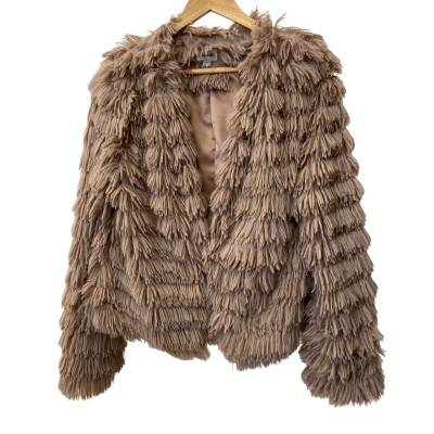  Rosmary - Fringe Jacket in Soft Mocha Size 10