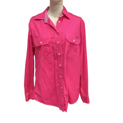 R.M. Williams Size 12 Long Sleeve Shirt Hot Pink  