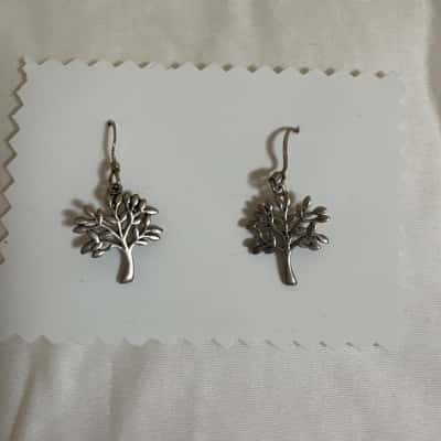  Women's 925 Silver Tree of Life Drop Earrings 