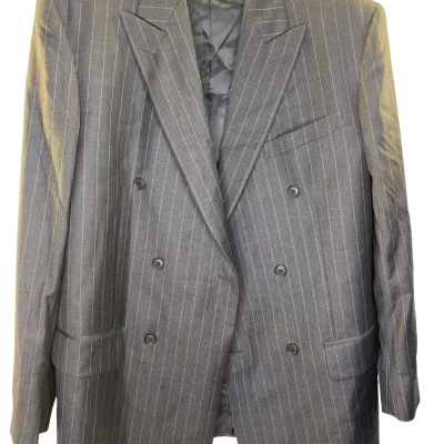  Mens Coat Size L Black  / Pinstriped 