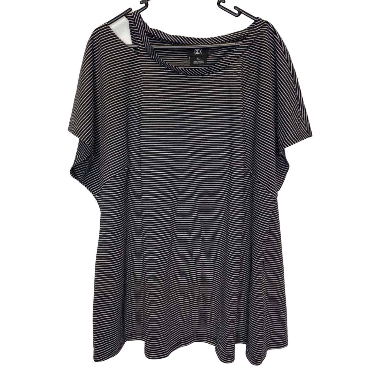 CCX Womens Short Sleeve Top Black / White Striped Size XL BNWT (s)