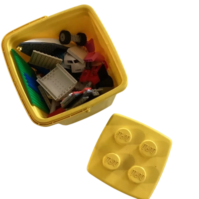 Bucket of Assorted Lego pieces