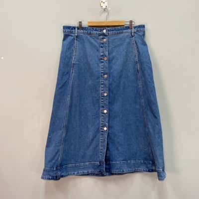 Country Road Womens  Size 16 A-Line Denim Maxi Skirt Blue 