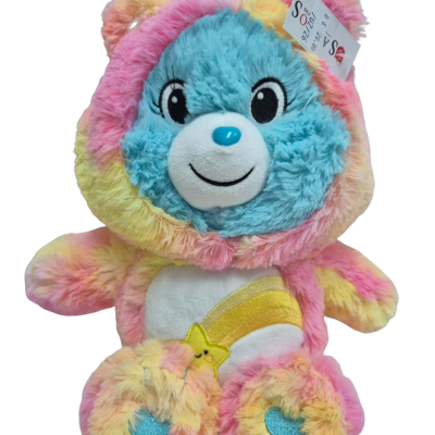 Wish Care Bear - Blue/Pink Yellow/ Gold Winged Teddy. 