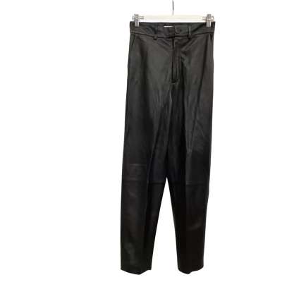Scanlan Theodore Womens  Size 6 Leather Straight Leg Pants Black  