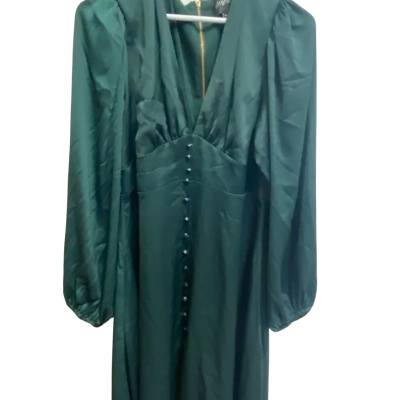 Pilgrim Womens  Size 16 Long Sleeve Button Up Dress Dark Green 