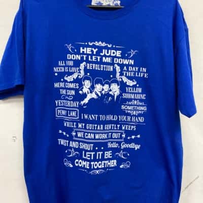 The Beatles Mens  Size L Short Sleeve T-shirt Blue 