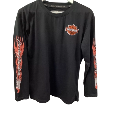 Harley Davidson Mens  Size M Long Sleeve Shirt Black / Orange 