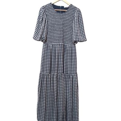 Witchery Women's Size 14 Navy Blue and White Maxi Dress