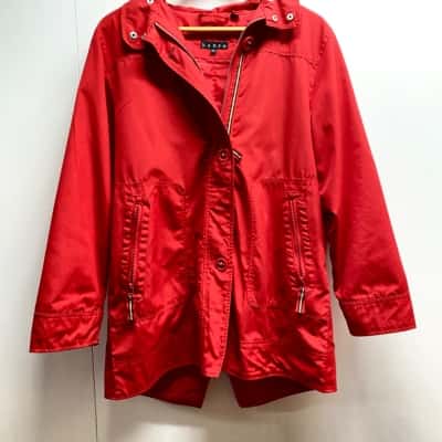  Sanro Womens  Size 10 Red Hooded Winter Raincoat  