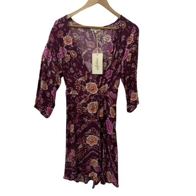 Arnhem Womens  Size 10 Floral /  Burgundy Wrap Dress 