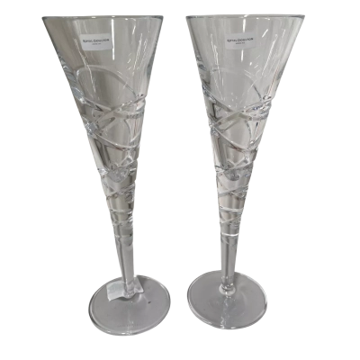 Royal Doulton Crystal Saturn Flutes x 2. New in original Box
