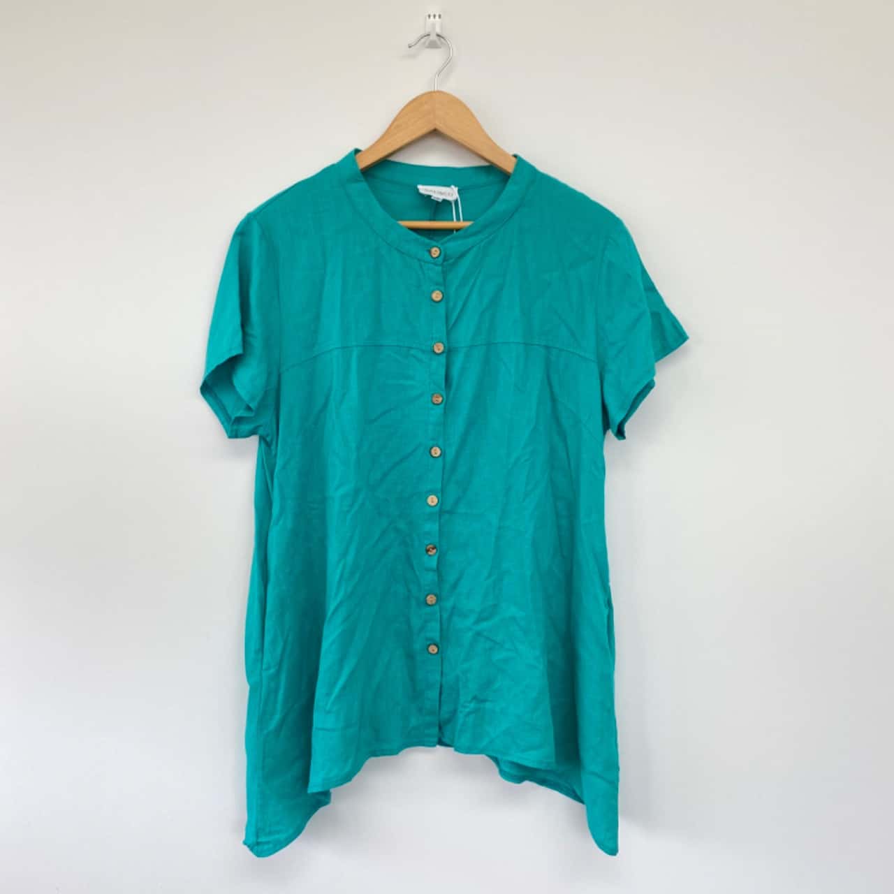 Cali & Co Linen Button Up Top Green Size 12 / L(s)