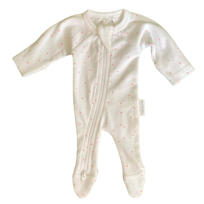 Purebaby White/Pink Polka-Dot Premie Onesie Size 1KG/0000000