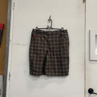 Insight Mens  Size 36 Cargo Shorts Brown / Checked / Khaki / White 