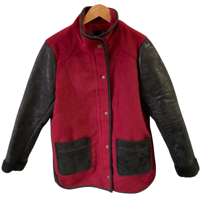ASOS Womens Size 12 Winter Coat Black  / Maroon 
