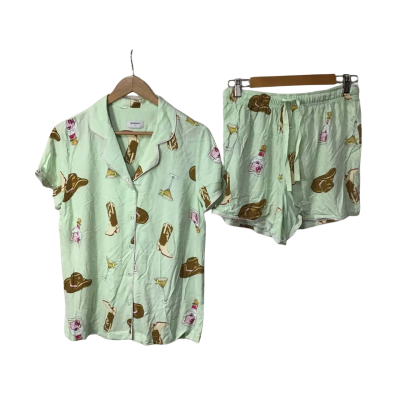 Sussan Womens Size XS Green Pattern Shortie Pyjama Set