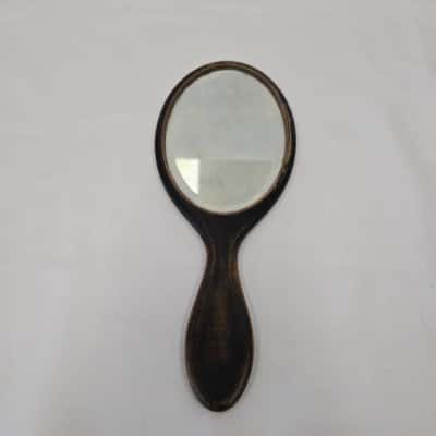 Antique Walnut Wooden, Beveled Edge Hand Mirror
