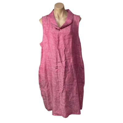 W-Lane Womens Size 18 Strawberry Red Linen Sleeveless Cowl Neck Midi Dress (new)